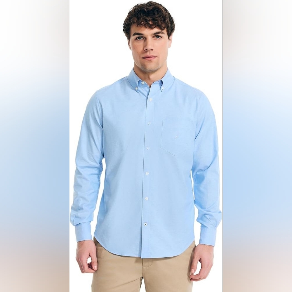 Nautica Blue Dress Shirt with Traditional Collar